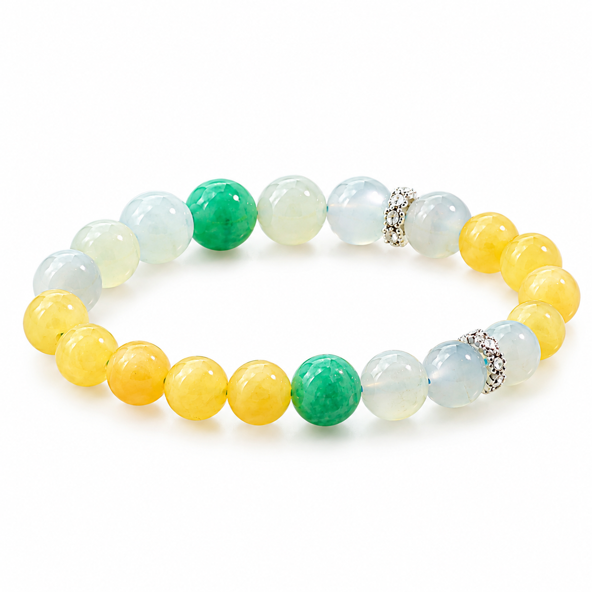 Natural Moonstone, Yellow Jade & Amazonite Gemstone Bracelet
