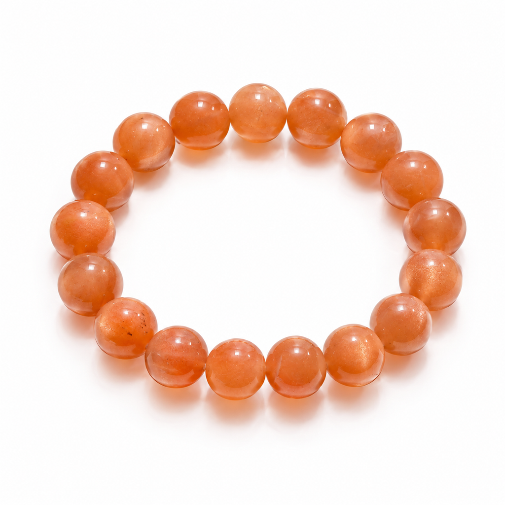 Natural Orange Moonstone Bracelet | 10mm Gemstone Beads