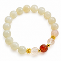Natural Silver Moon Stone & Citrine Bracelet | 9mm Crystal Beads