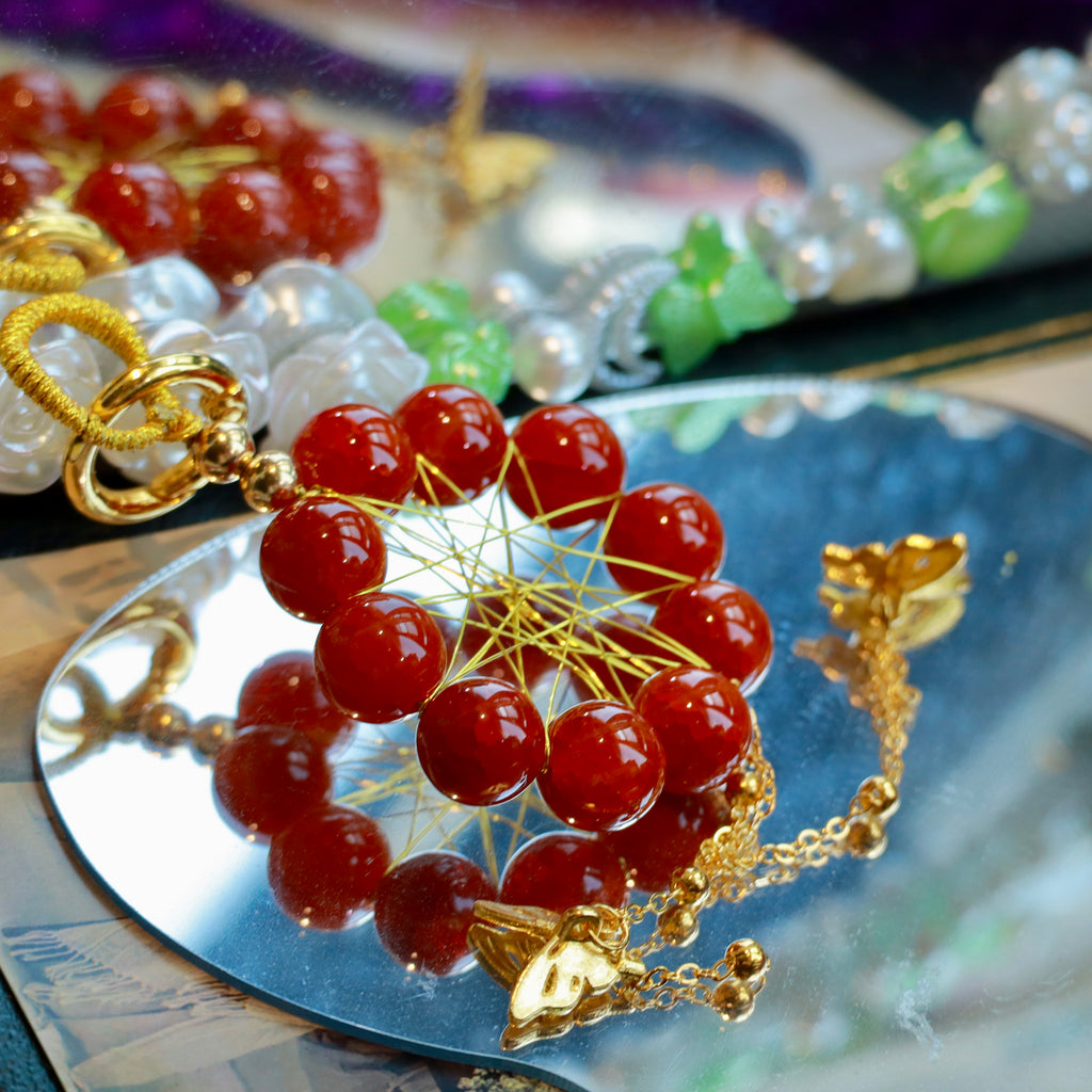 12mm Natural Dragon Vein Red Agate Hanging Ornament Red Agate Dreamcatcher