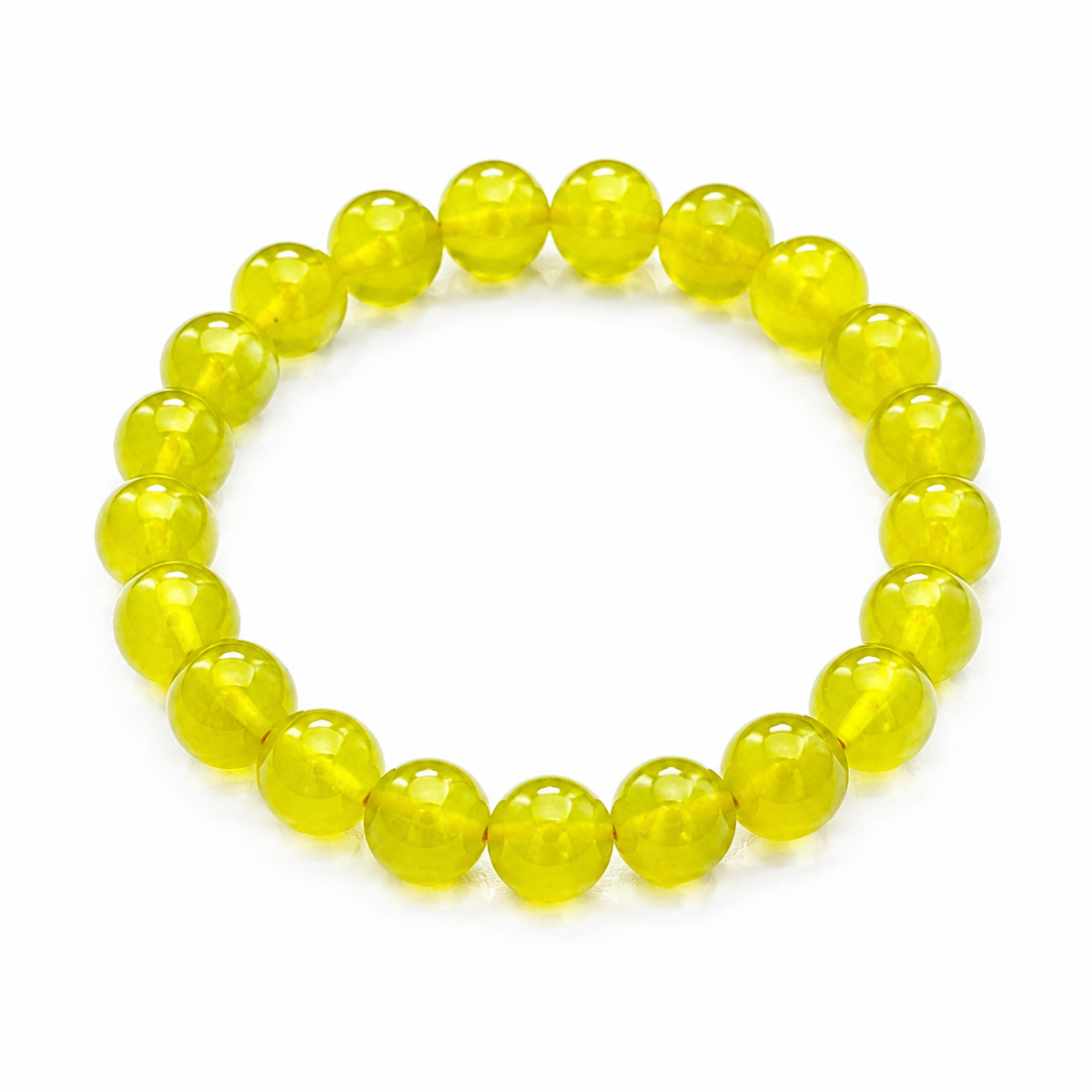 9mm Natural Golden Xiuyan Jade Bracelet ,Stretch Beaded Bracelet