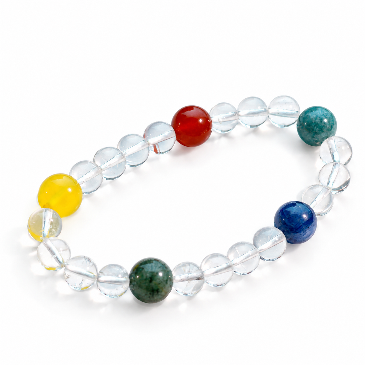 Natural Clear Quartz Bracelet with Mixed Gemstones | 7mm Crystal Beads