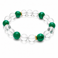 Natural Malachite & Clear Quartz Bracelet | 10mm Gemstone Beads