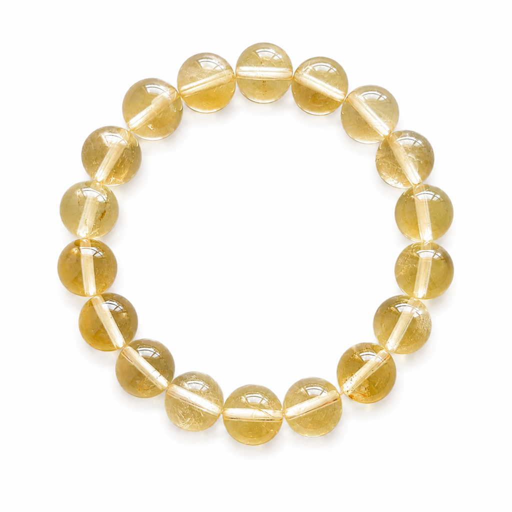 Natural Hign-Clarity Citrine Bracelet | 10mm Crystal Beads