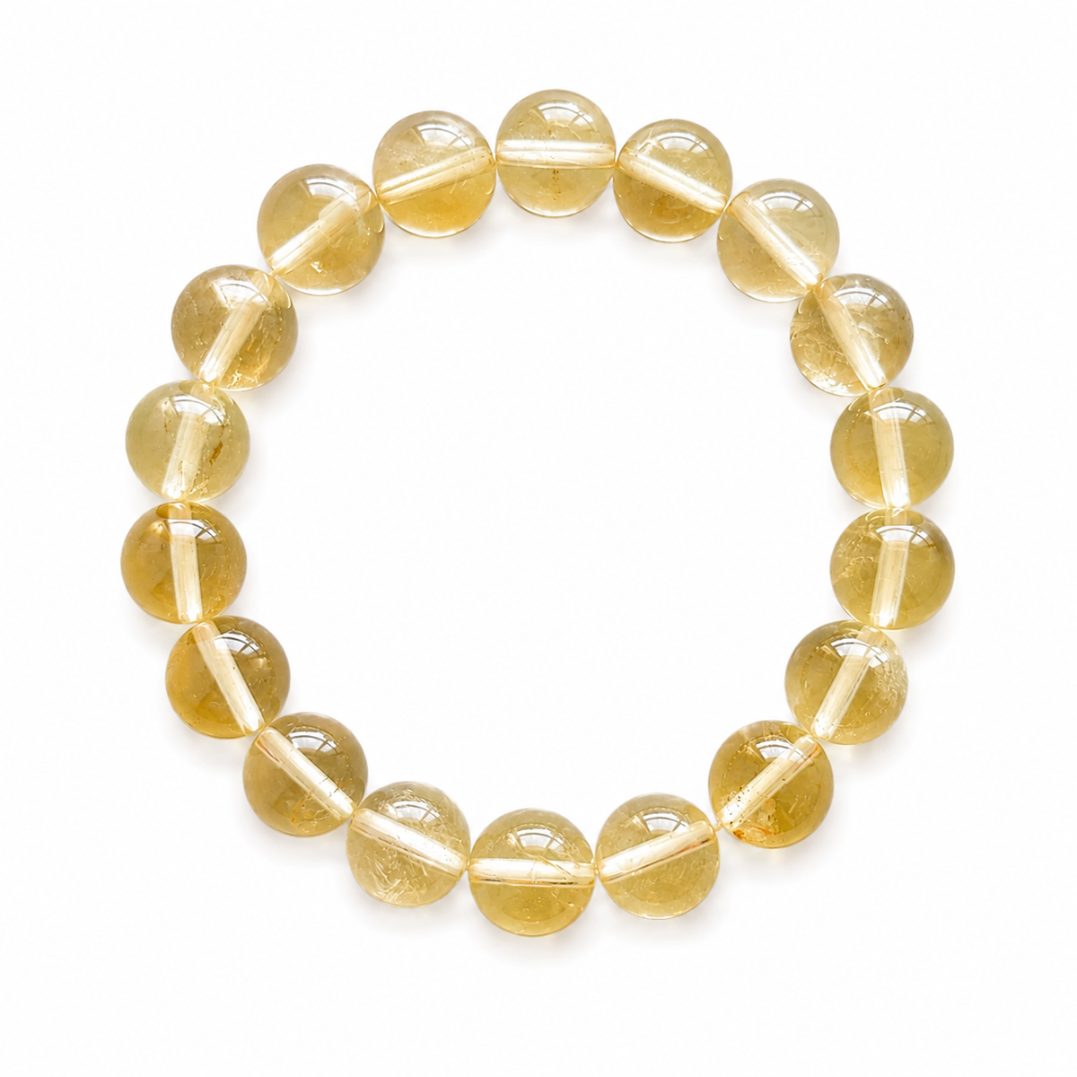 Natural Hign-Clarity Citrine Bracelet | 10mm Crystal Beads