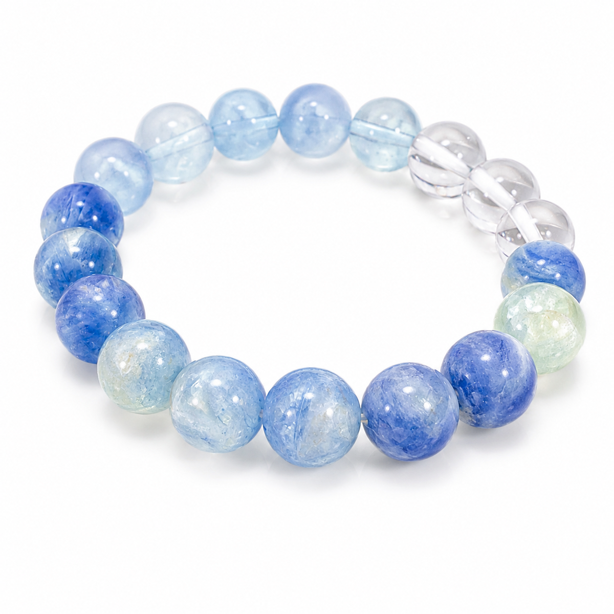 Natural Blue Kyanite & Aquamarine Bracelet | 10mm Gemstone Beads