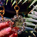 Natural Clear Quartz Crystal Hanging Ornament with Gold Cord for Home Decor Witch Crystal