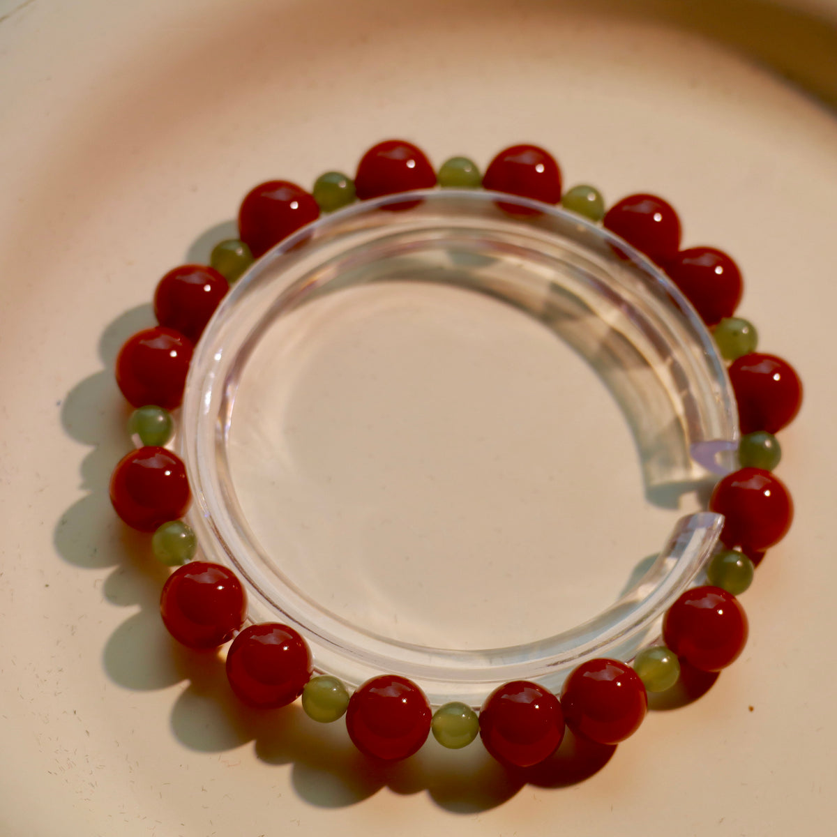Natural Gemstone Stacking Bracelet Set | 8mm Nanhong Agate, Hetian Jade & Aventurine