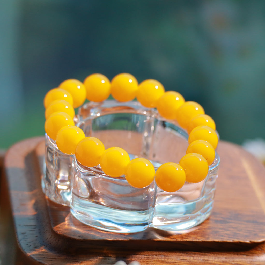 10mm Yellow Agate Bracelet – Natural Gemstone Stretch Bracelet