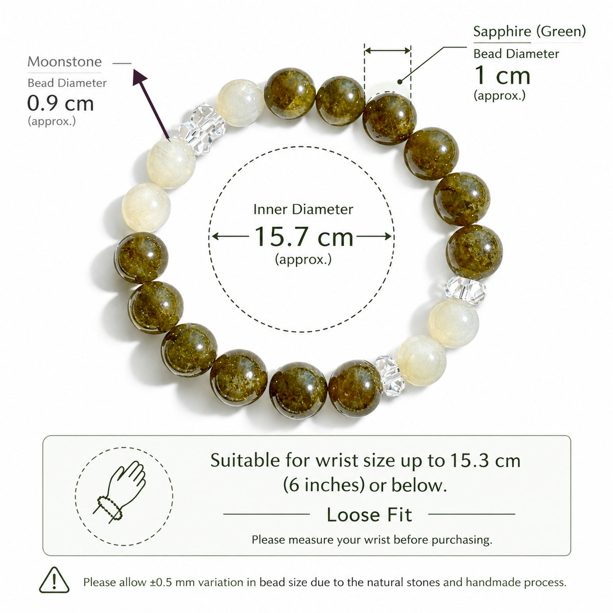 Tsavorite Garnet & Silver Moonstone Bracelet | Natural Green Gemstone Beads