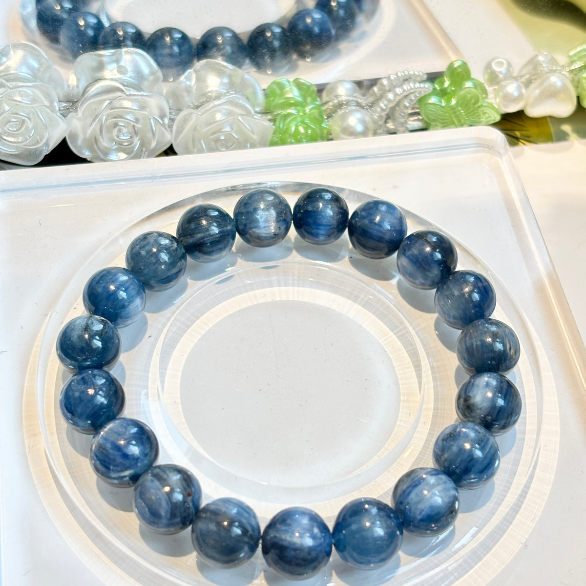 9–10mm Natural Blue Kyanite Gemstone Bracelet