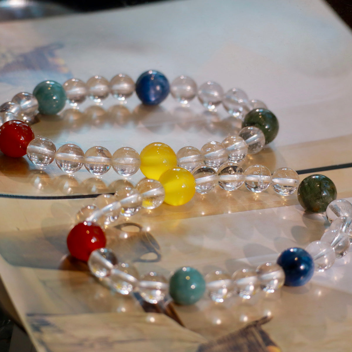 Natural Clear Quartz Bracelet with Mixed Gemstones | 7mm Crystal Beads