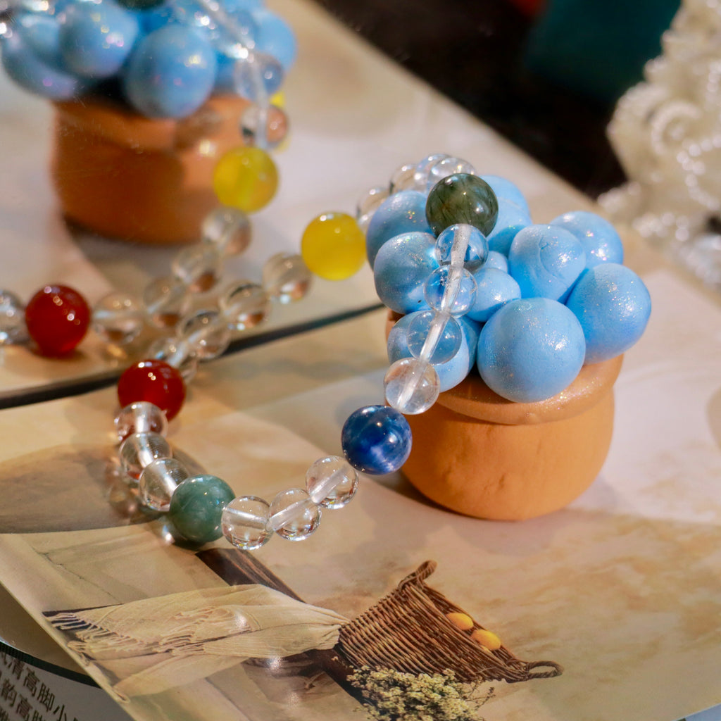 Natural Clear Quartz Bracelet with Mixed Gemstones | 7mm Crystal Beads