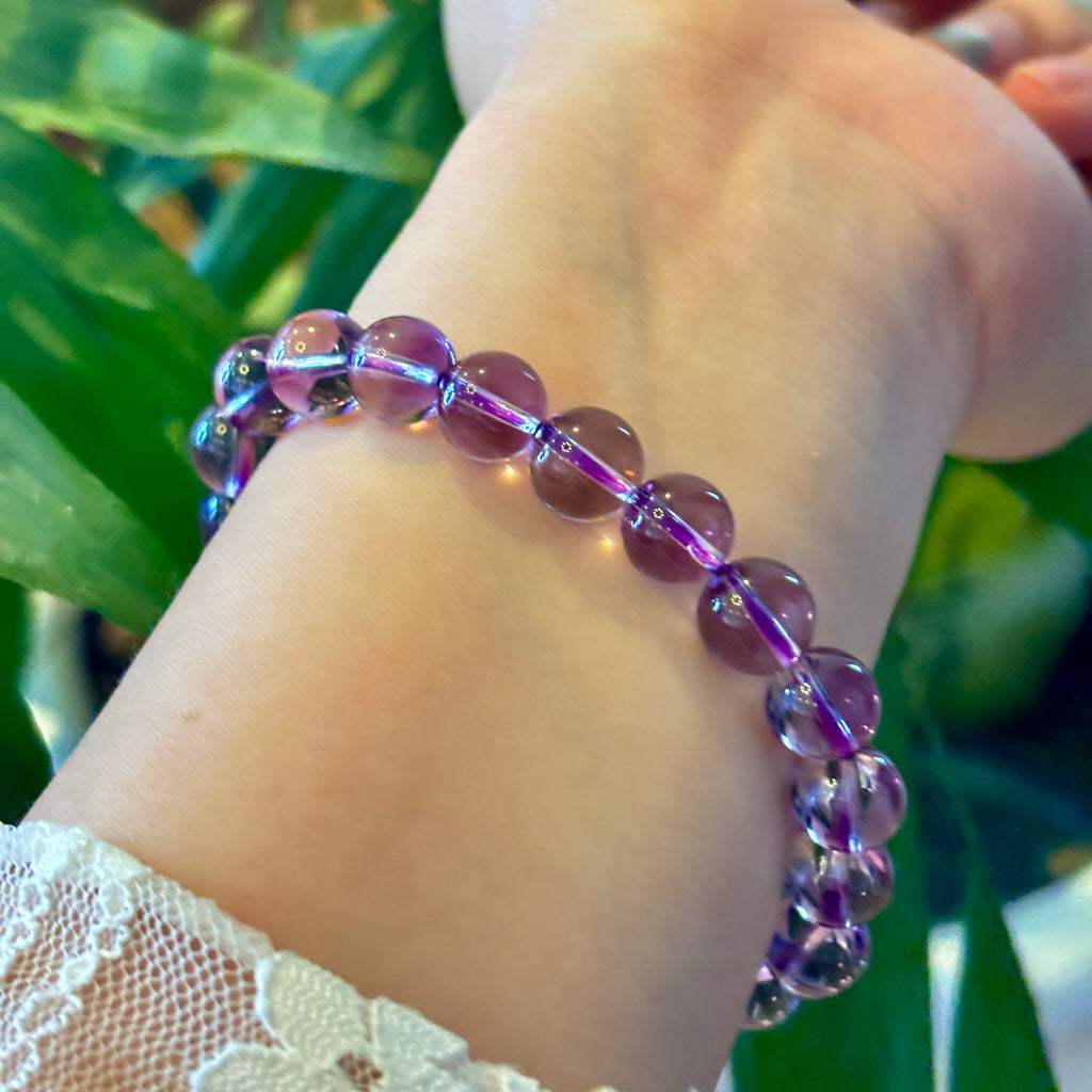 Natural Amethyst Bracelet |9mm Crystal Beads