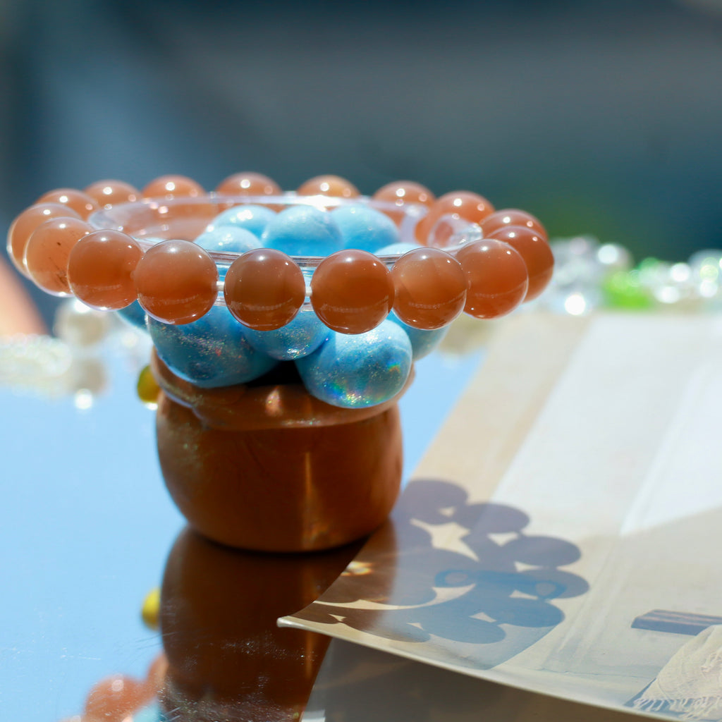 Natural Orange Moonstone Bracelet | 10mm Gemstone Beads