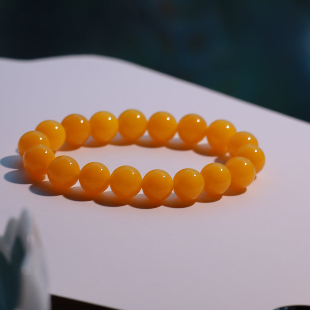 10mm Yellow Agate Bracelet – Natural Gemstone Stretch Bracelet