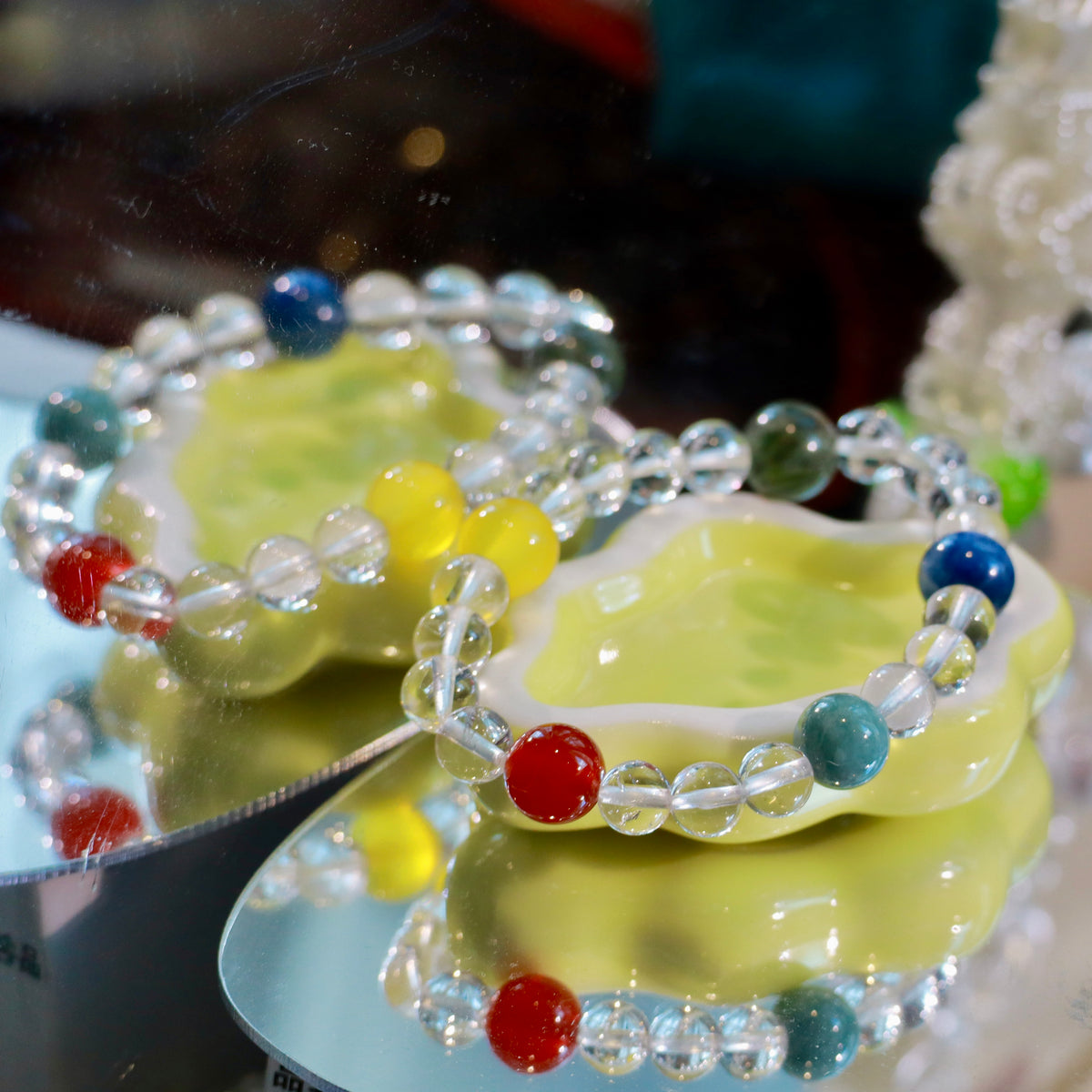 Natural Clear Quartz Bracelet with Mixed Gemstones | 7mm Crystal Beads