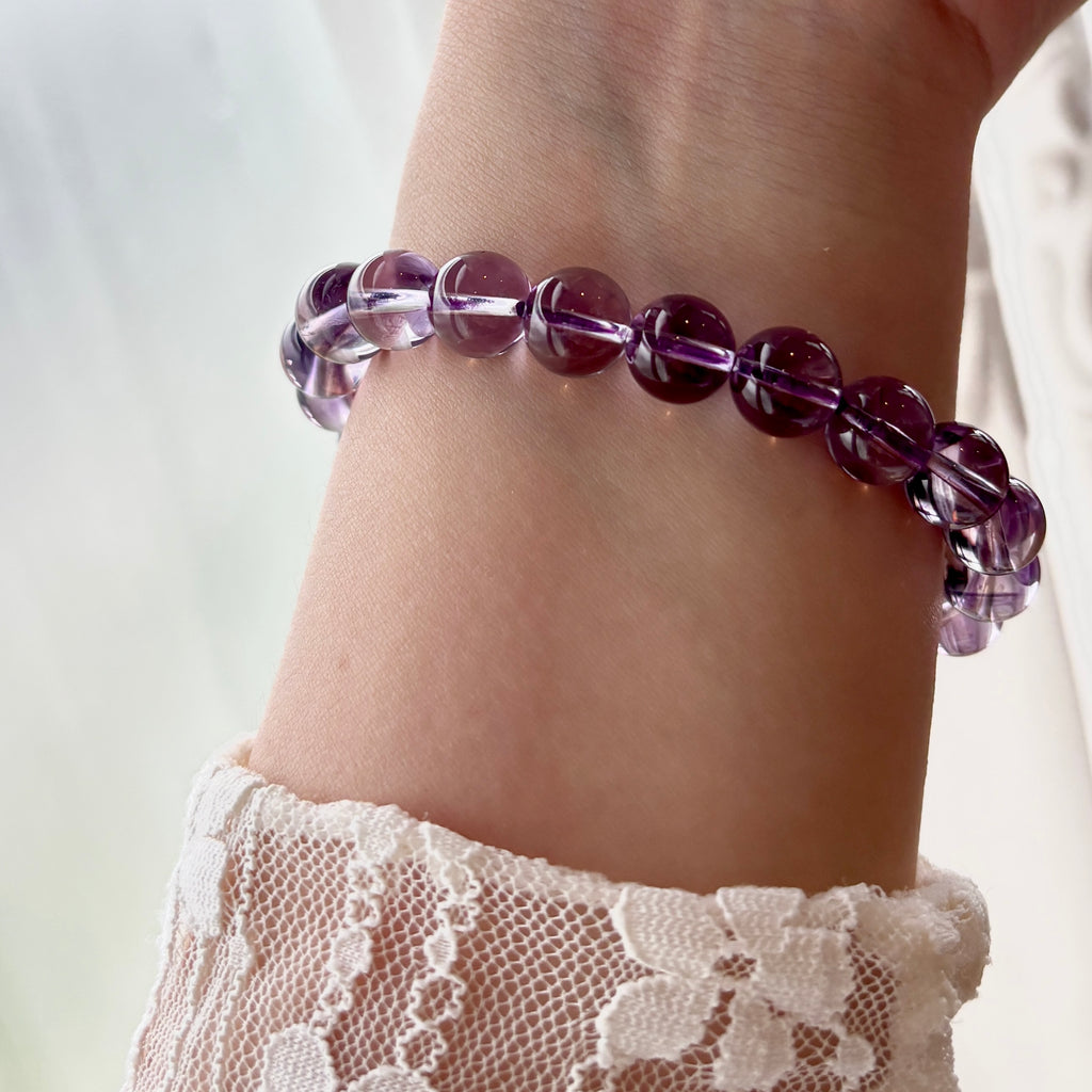 Natural Amethyst Bracelet |9mm Crystal Beads