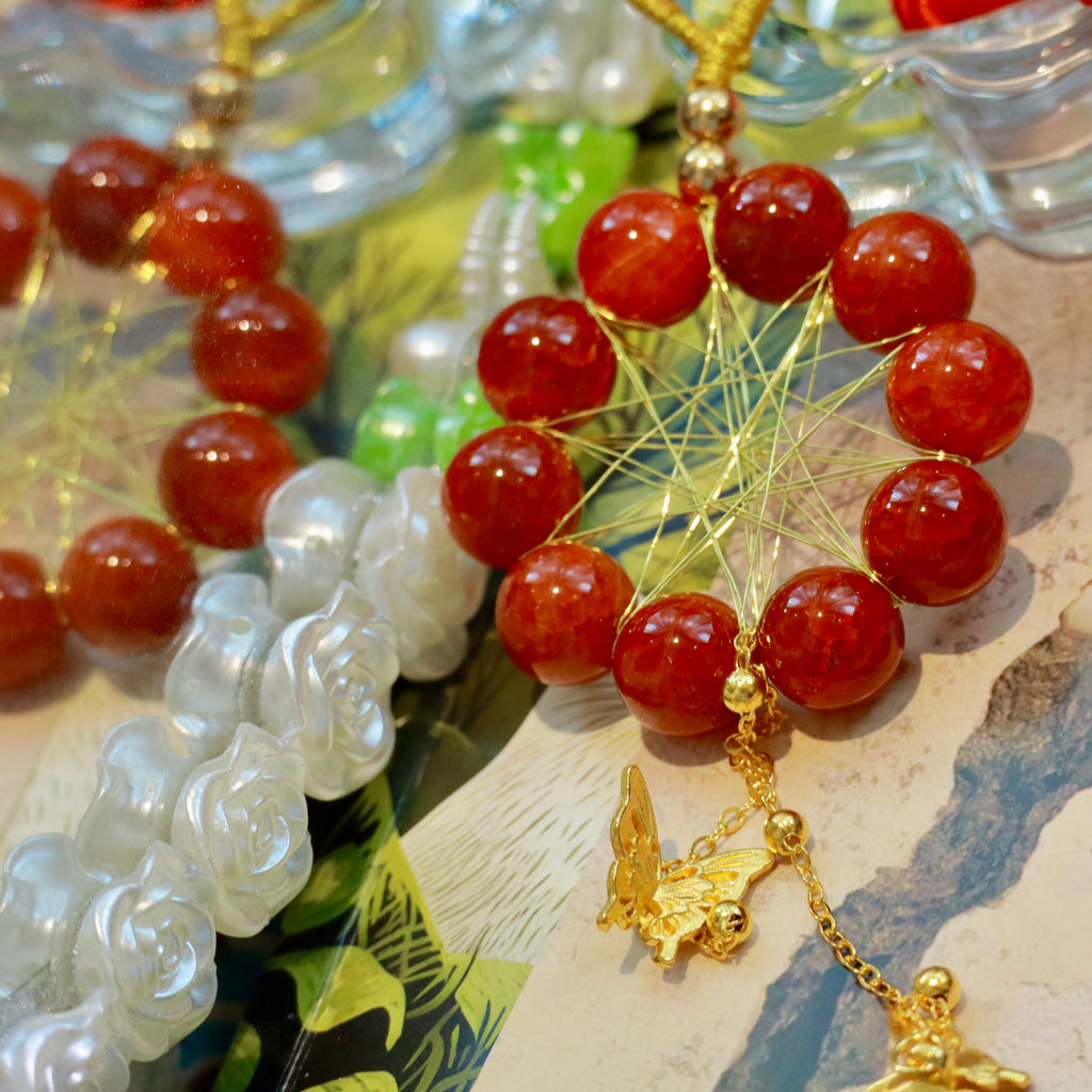 12mm Natural Dragon Vein Red Agate Hanging Ornament Red Agate Dreamcatcher