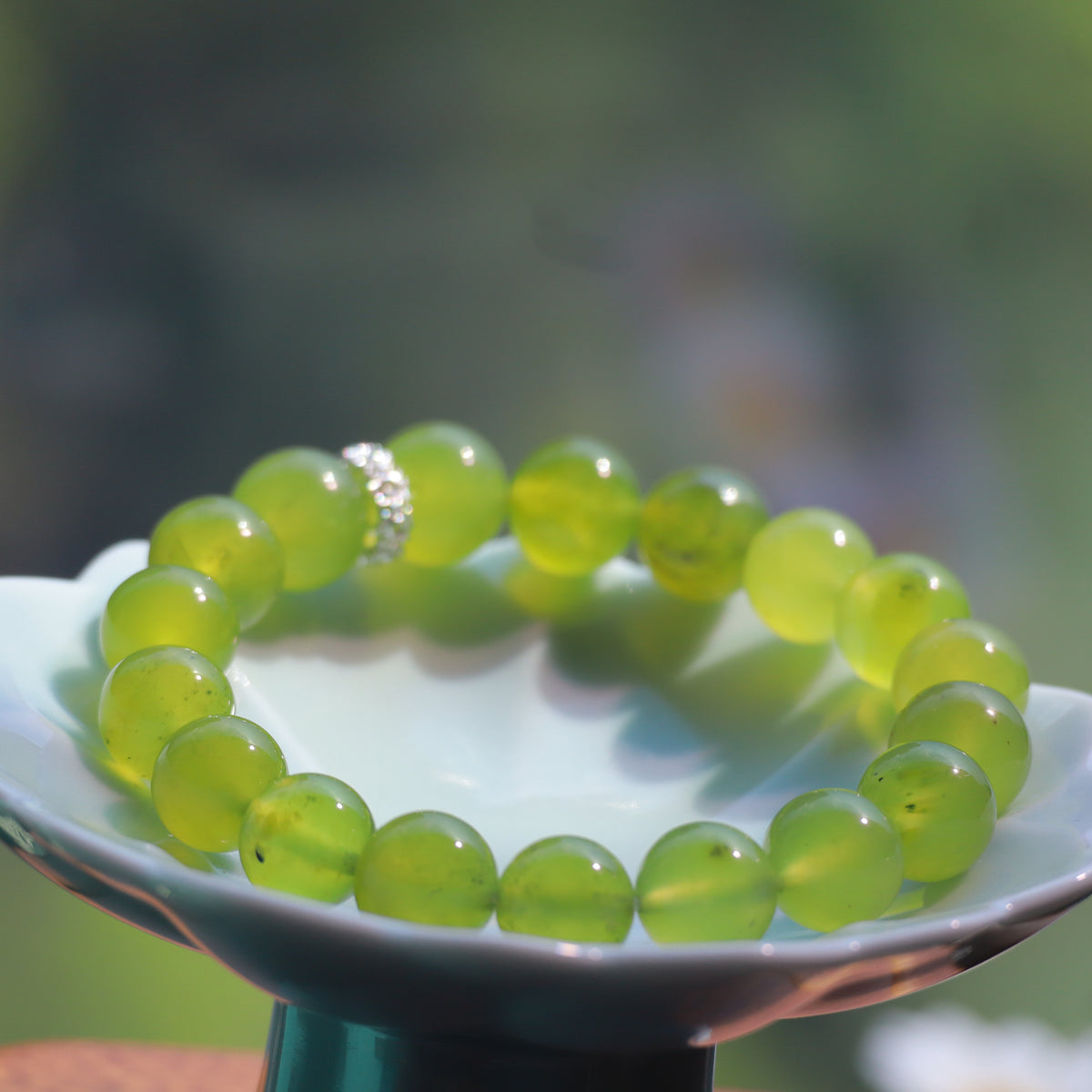 10mm Xiuyan Jade Bracelet – Natural Gemstone Stretch Bracelet