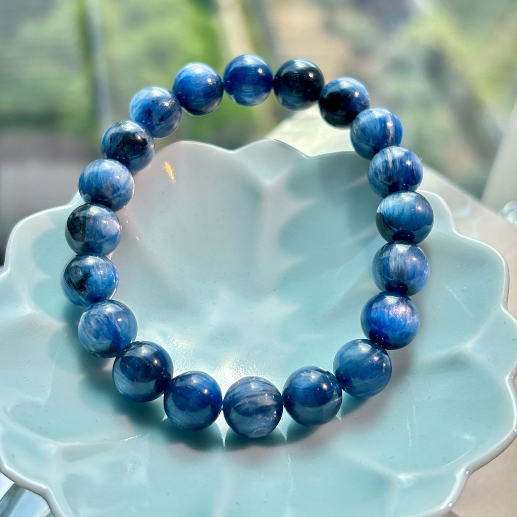 9–10mm Natural Blue Kyanite Gemstone Bracelet