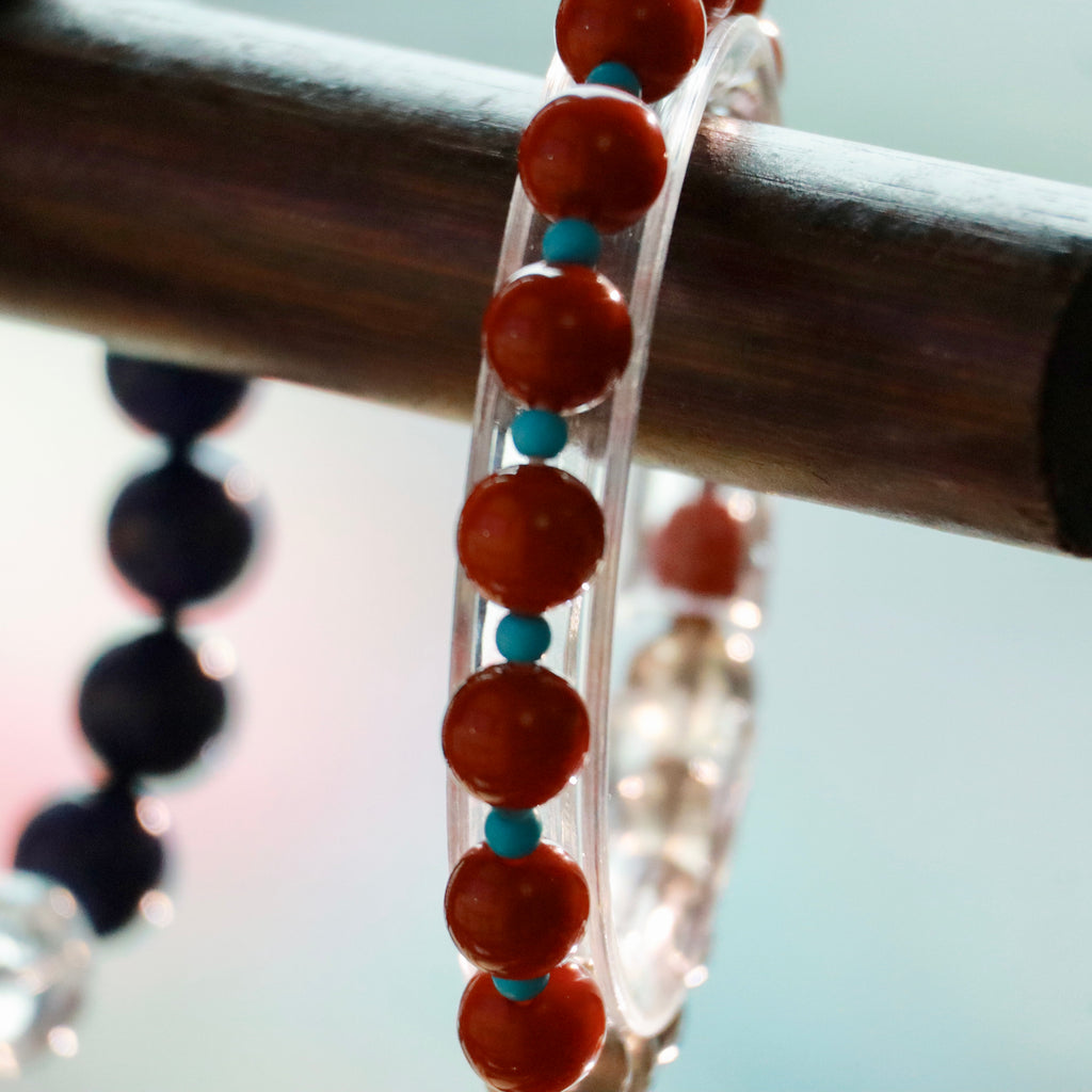 Natural Nanhong Agate & Smoky Quartz Bracelet | 8mm Gemstone Beads
