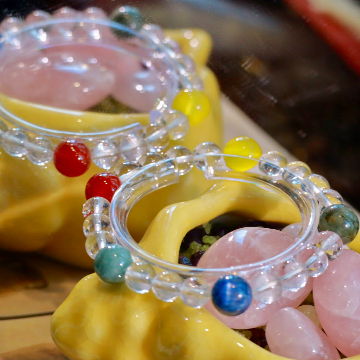 Natural Clear Quartz Bracelet with Mixed Gemstones | 7mm Crystal Beads