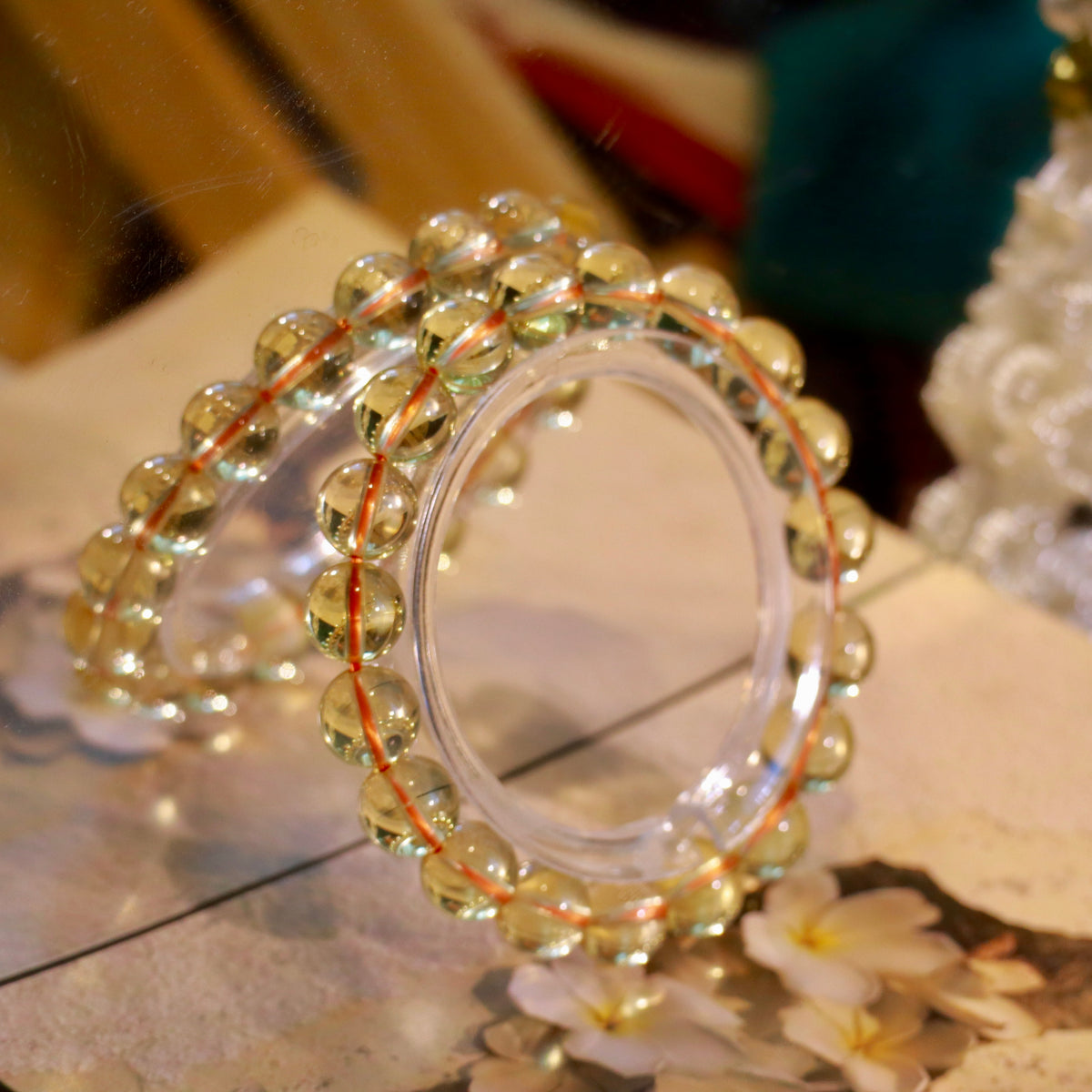 Natural Hign-Clarity Citrine Bracelet | 10mm Crystal Beads