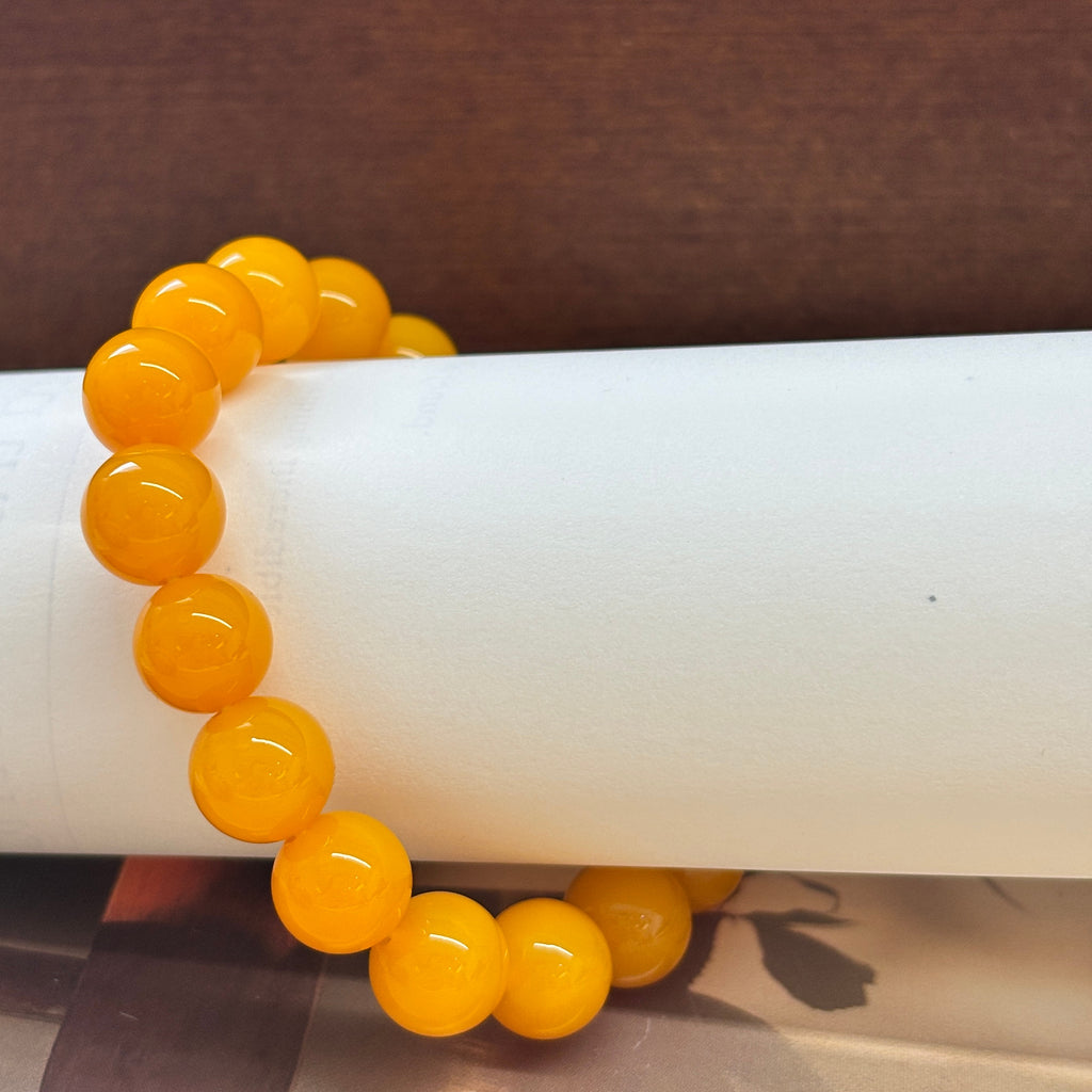10mm Yellow Agate Bracelet – Natural Gemstone Stretch Bracelet