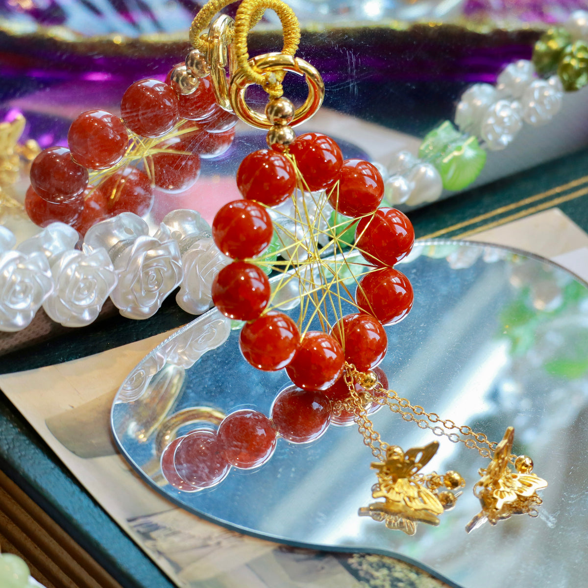 12mm Natural Dragon Vein Red Agate Hanging Ornament Red Agate Dreamcatcher