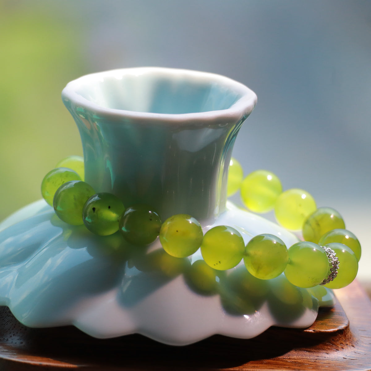 10mm Xiuyan Jade Bracelet – Natural Gemstone Stretch Bracelet