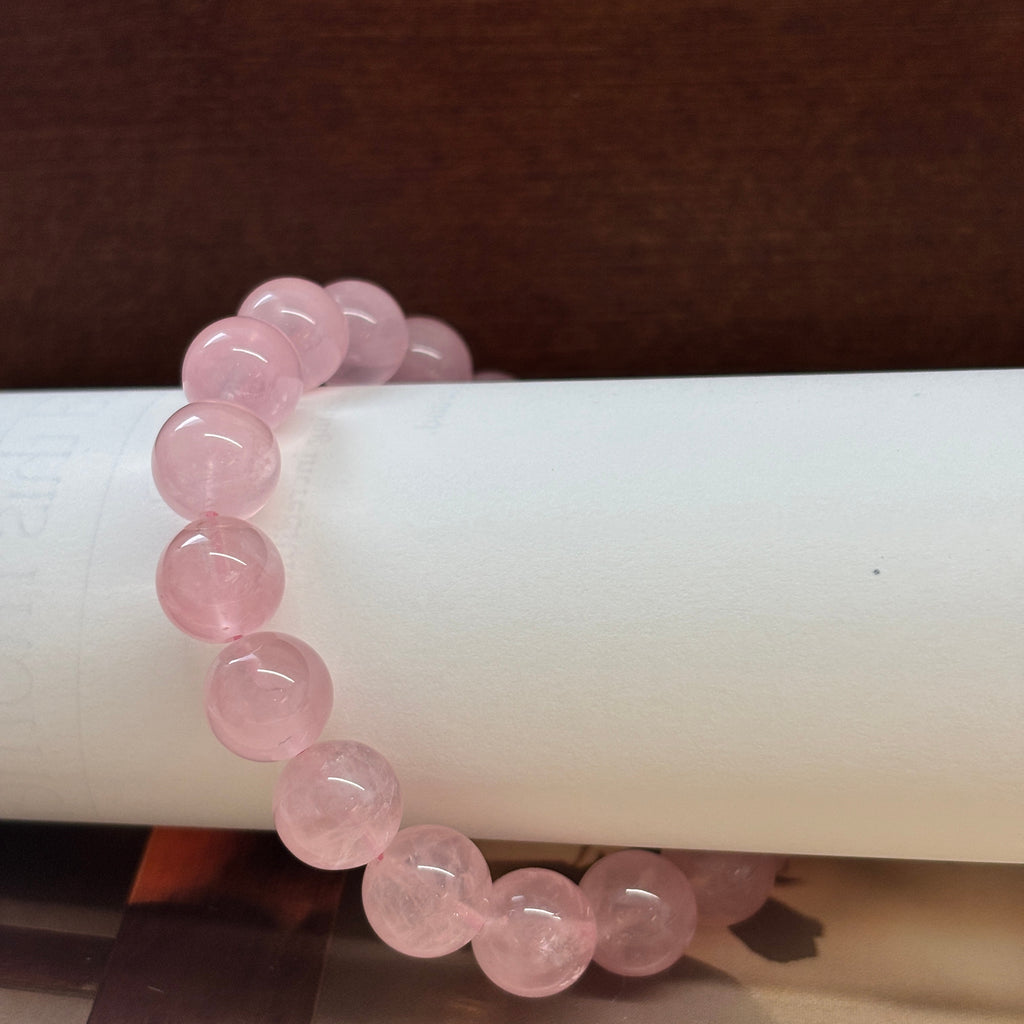 10mm Pink Amethyst Bracelet – Handmade Natural Crystal Stretch Bracelet