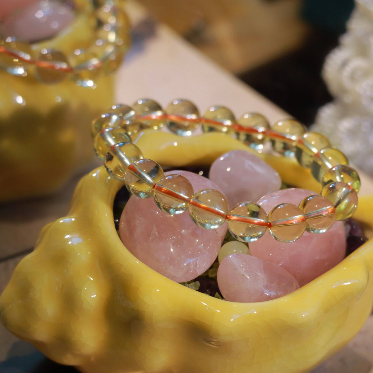 Natural Hign-Clarity Citrine Bracelet | 10mm Crystal Beads