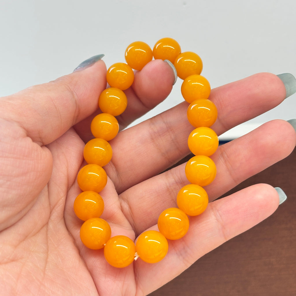 10mm Yellow Agate Bracelet – Natural Gemstone Stretch Bracelet