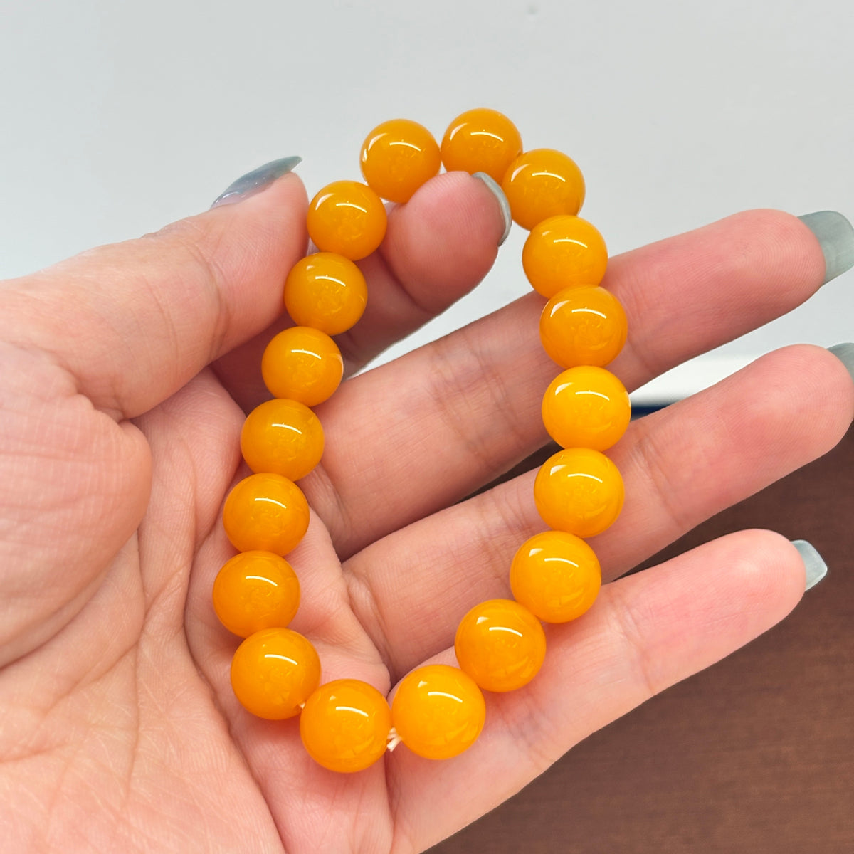 10mm Yellow Agate Bracelet – Natural Gemstone Stretch Bracelet