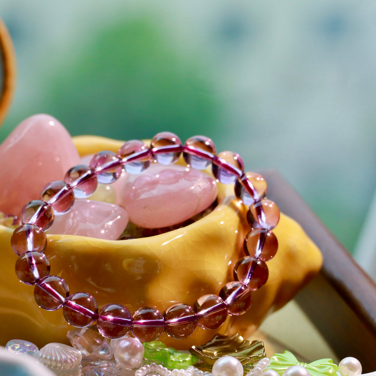 Natural Amethyst Bracelet |9mm Crystal Beads