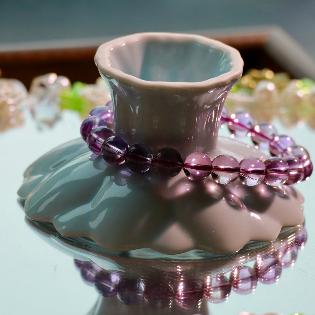 Natural Amethyst Bracelet |9mm Crystal Beads