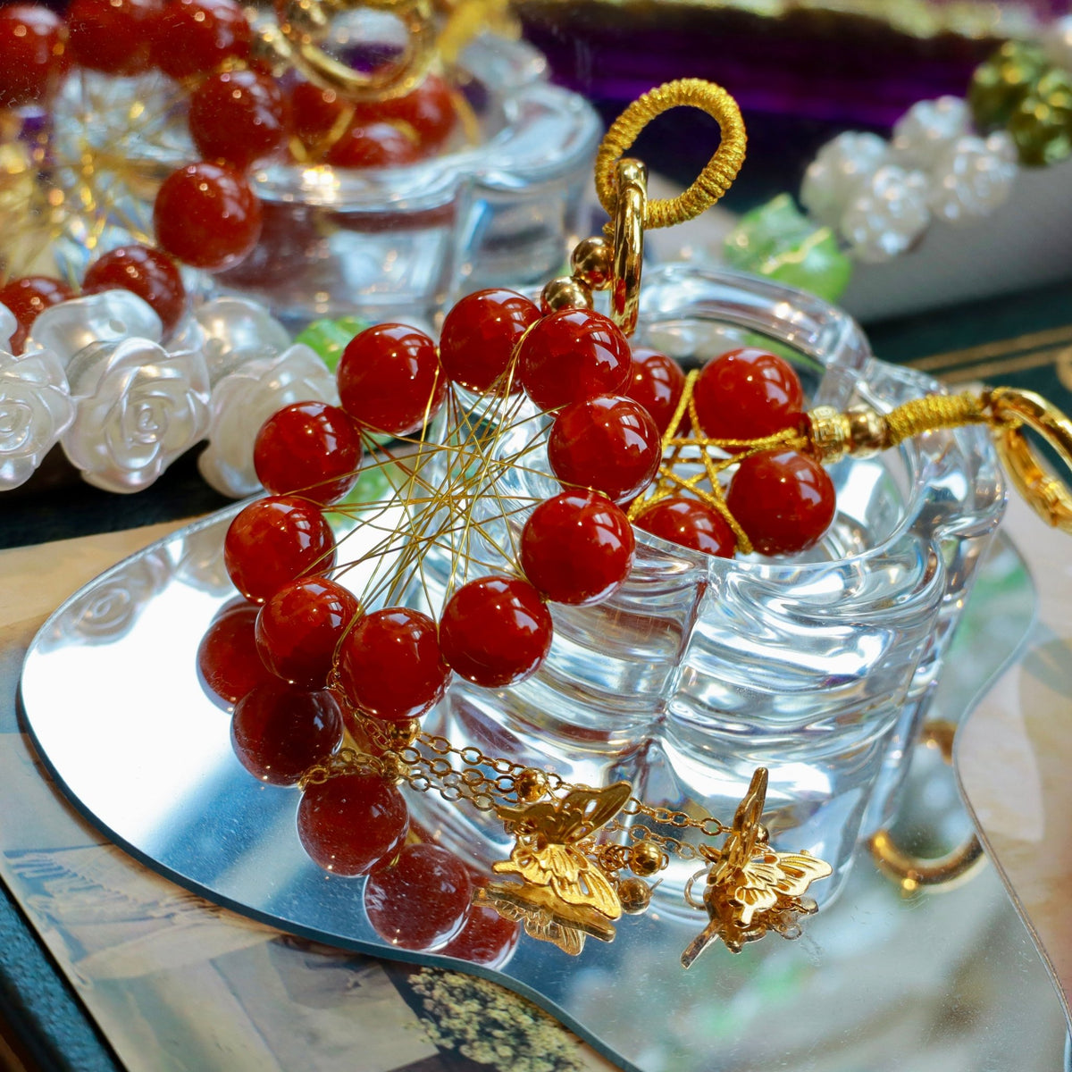 12mm Natural Dragon Vein Red Agate Hanging Ornament Red Agate Dreamcatcher - DancingMotes