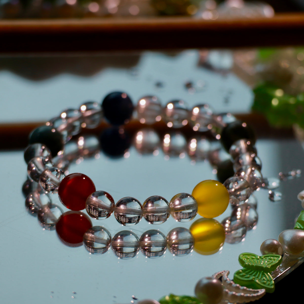 Natural Clear Quartz Bracelet with Mixed Gemstones | 7mm Crystal Beads