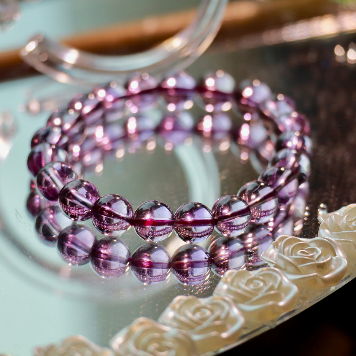 Natural Amethyst Bracelet |9mm Crystal Beads