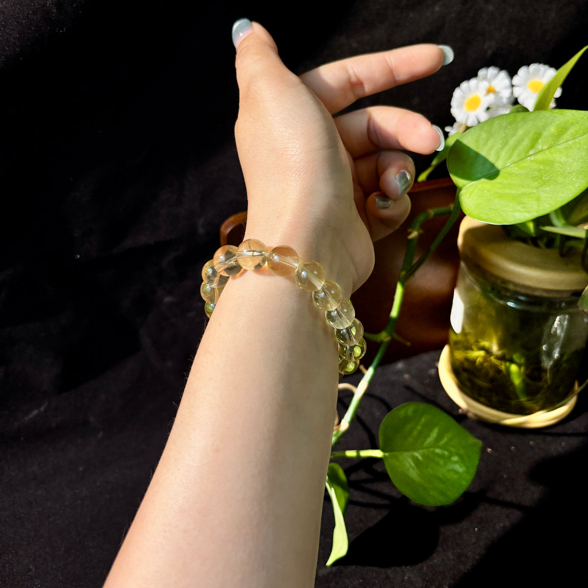 Natural Hign-Clarity Citrine Bracelet | 10mm Crystal Beads