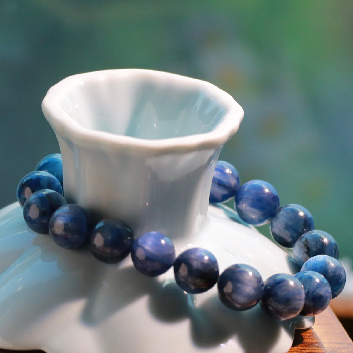 9–10mm Natural Blue Kyanite Gemstone Bracelet - DancingMotes