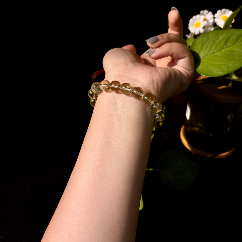 Natural Hign-Clarity Citrine Bracelet | 10mm Crystal Beads