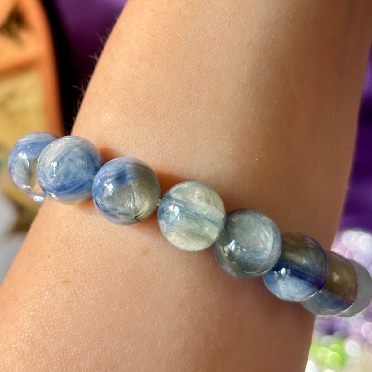Natural Blue Kyanite & Aquamarine Bracelet | 10mm Gemstone Beads - DancingMotes