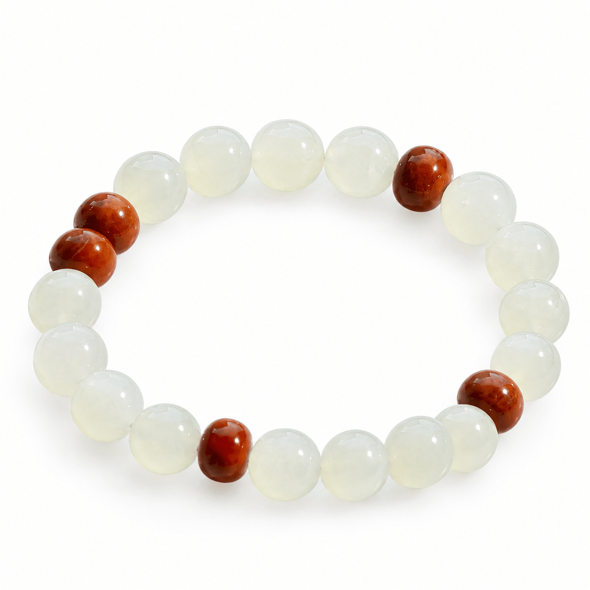 Natural Moonstone & Kuk Wood Bracelet | 9mm Gemstone Beads - DancingMotes
