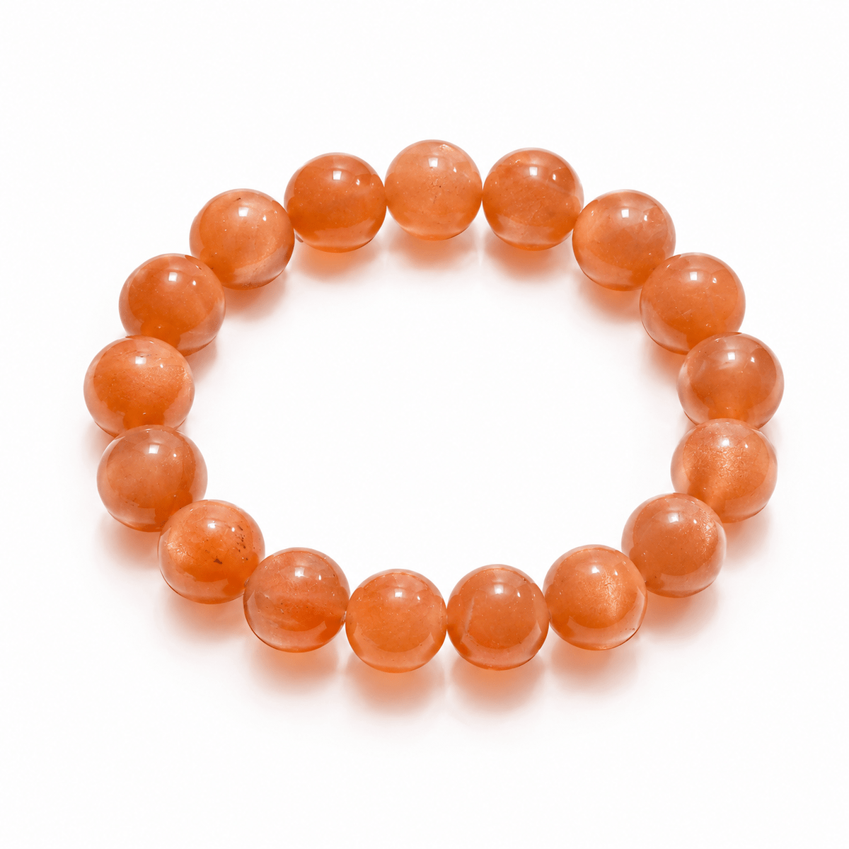 Natural Orange Moonstone Bracelet | 10mm Gemstone Beads - DancingMotes